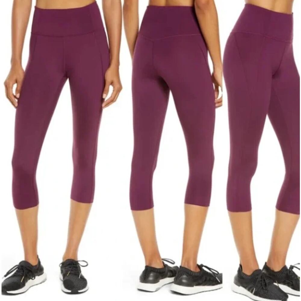 Girlfriend Collective XXL Capri Workout Leggings Burgundy Plum Plus Size
